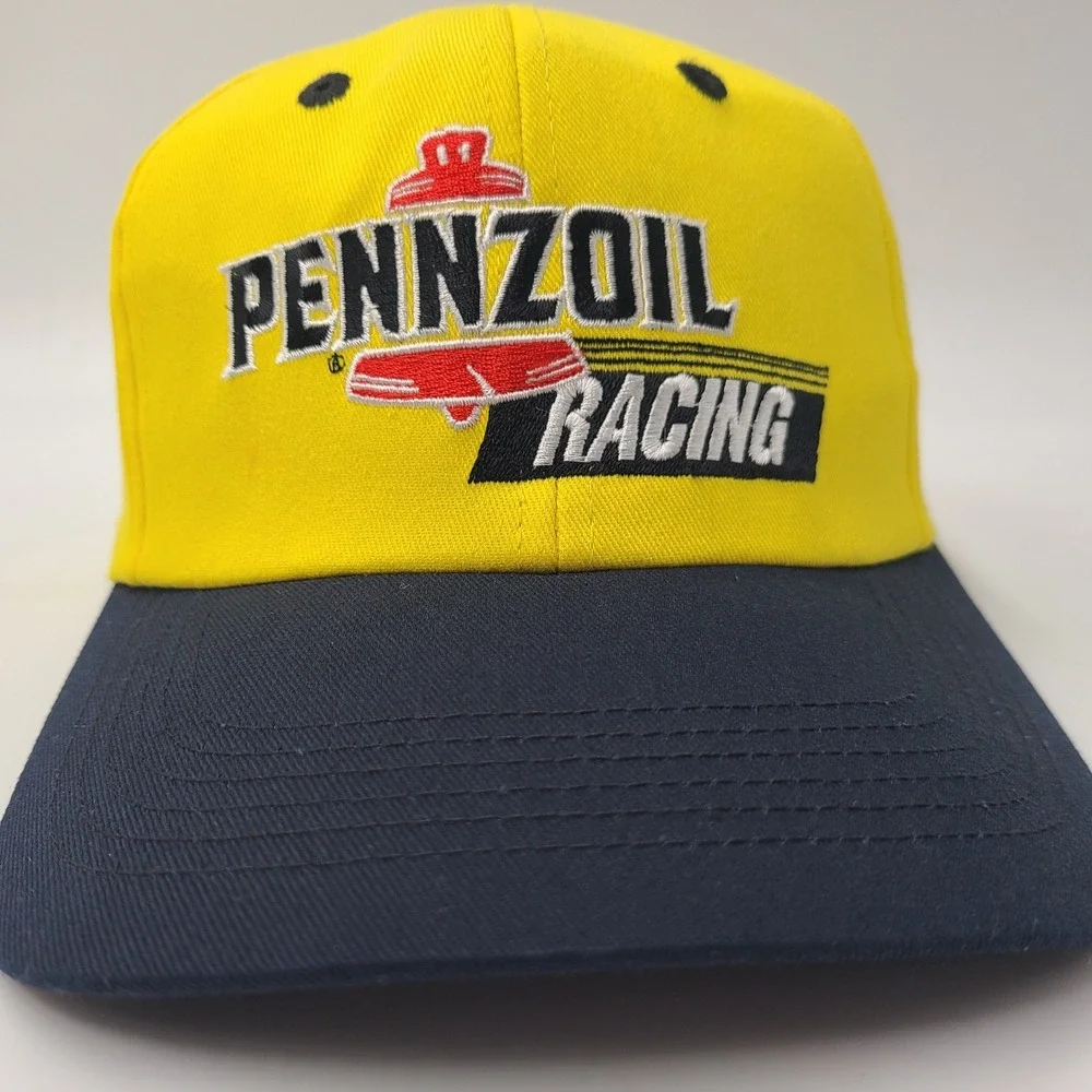 Vintage Pennzoil Racing‎ Hat Strapback K-Products Yellow Black NASCAR Cars Men